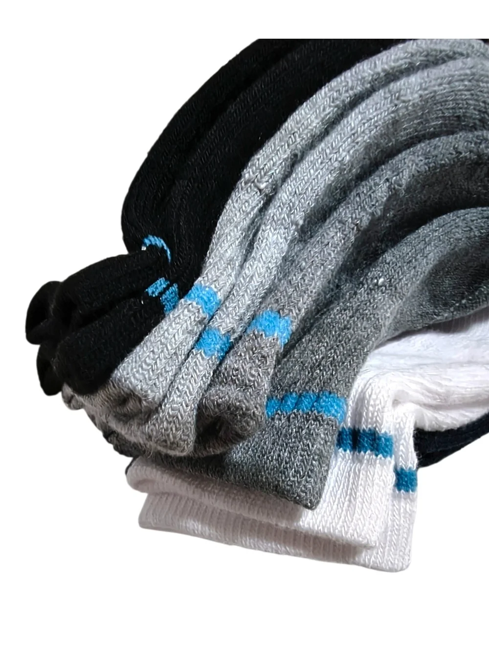 BORN Half Cushion Quarter SOCKS (5 Pack) BLUE WHITE Athletic Socks
